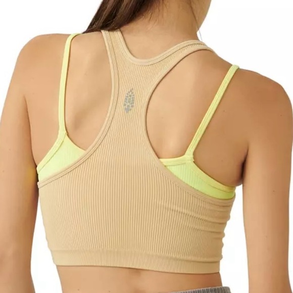 (P-1)Free People Movement Womens Free Throw Double Layer Tank Latte/LemonVerb… - Picture 2 of 7